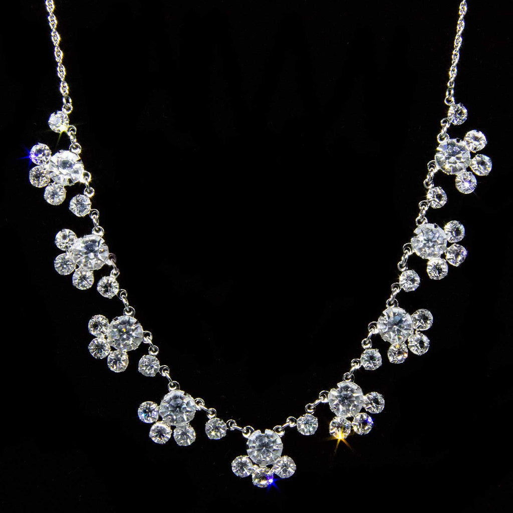 Round Vintage Austrian Crystal Drop Necklace 15"