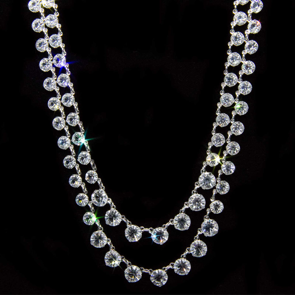 Vintage Austrian Crystal Double Strand Necklace 12.5" + 3" Extender