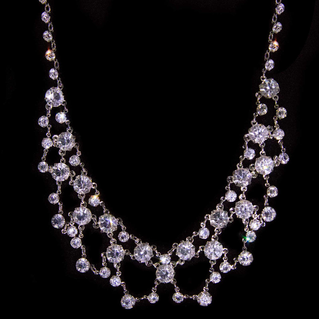 Vintage Austrian Crystal Collar  Drop Necklace 14.5"