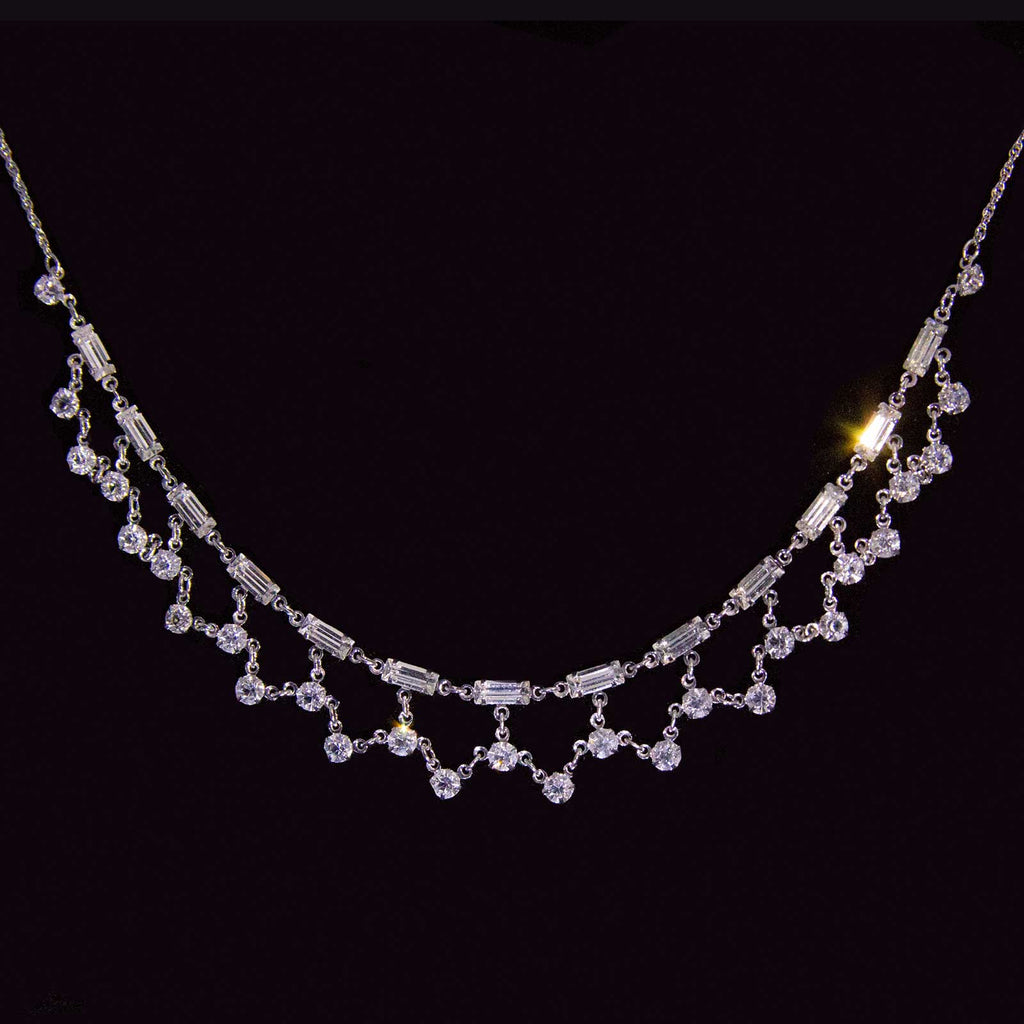 Vintage Austrian Crystal Baguette Collar  Necklace 15"