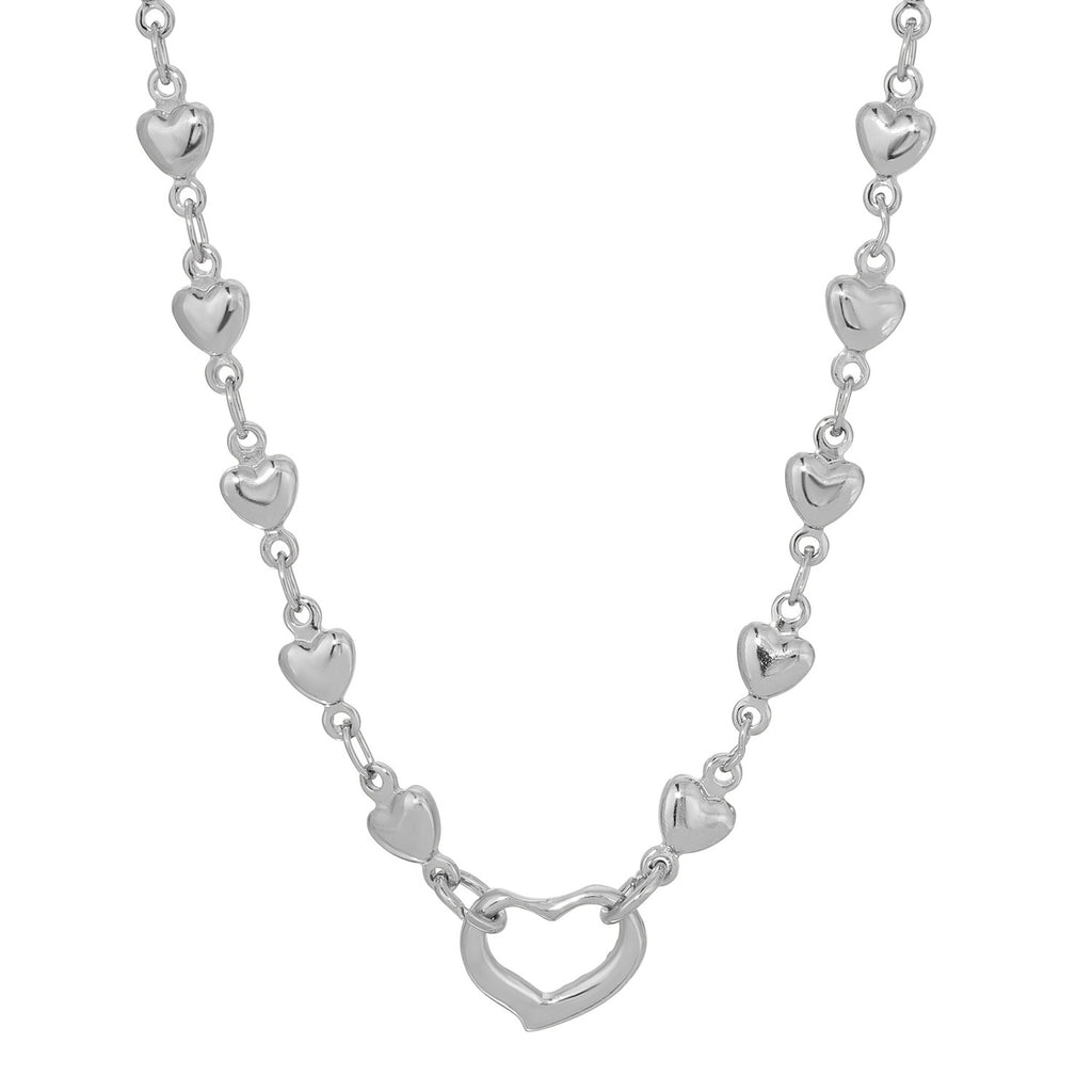 silver or gold tone heart chain charm holder 16 adj