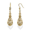 1928 Jewelry Filigree Over Clear Faceted Crystal Dangle Earrings