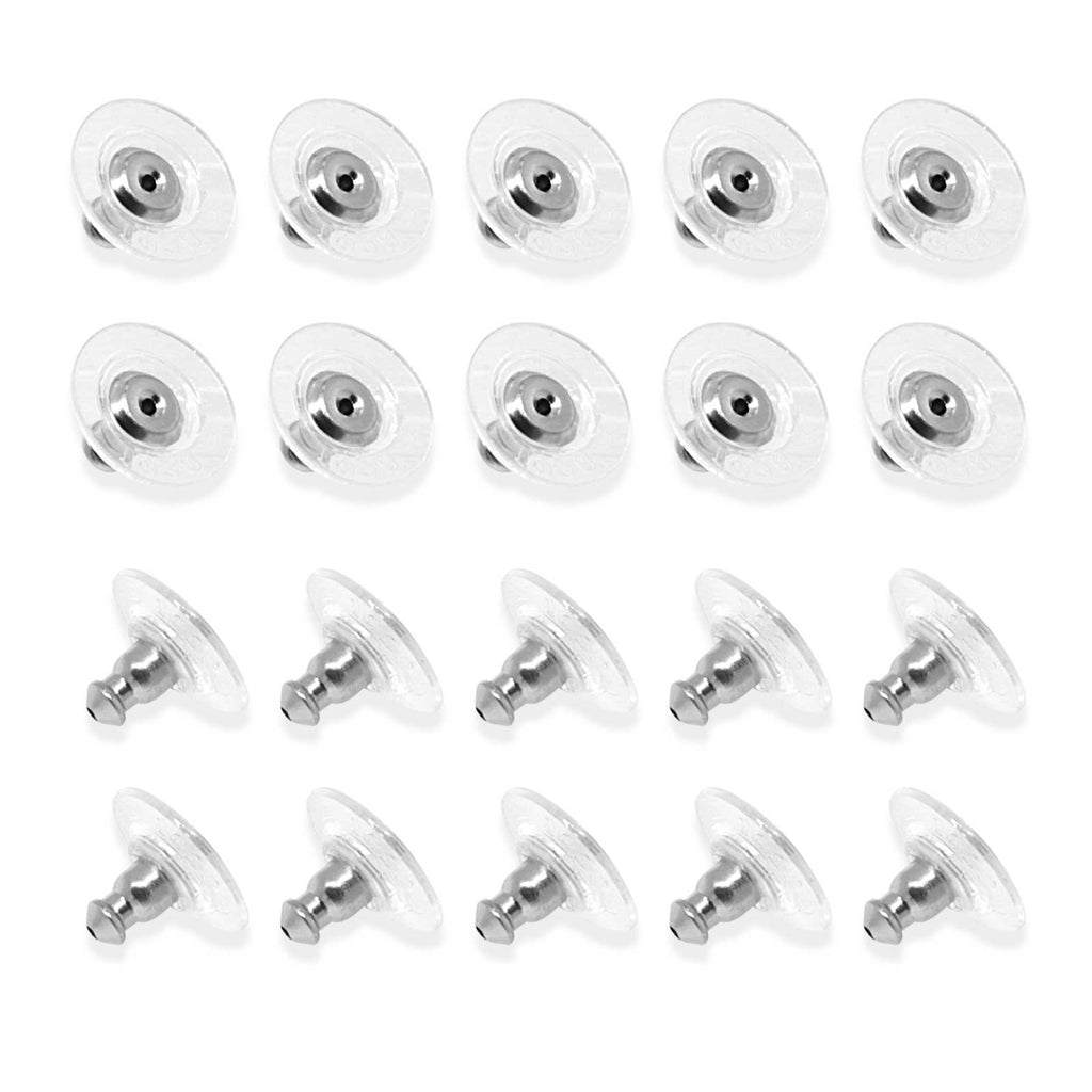 20 Pair Pack Bullet Clutch Earring Backs With Round Safety Backs