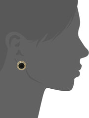 Gold Tone Crystal Round Button Clip Earring Silhouette