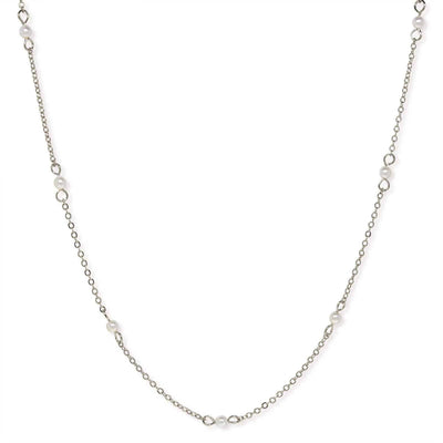 1928 Jewelry White Faux Pearl Cable Chain Necklace 16