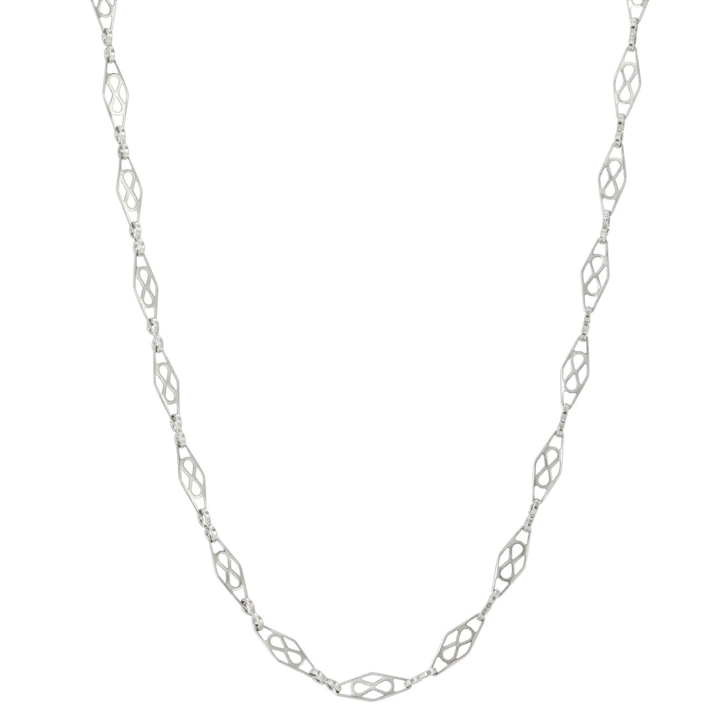 Diamond Shaped Pierced Chain Necklace 16 Inch
