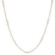 Gold Tone White Costume Pearl Chain Necklace 16 Inch