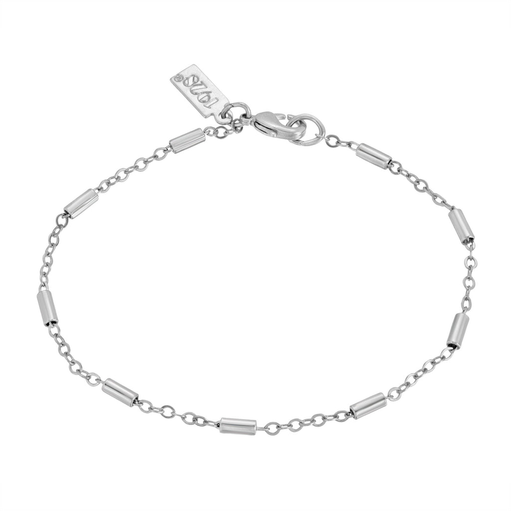 Classic Tube And Chain Bracelet 7 Inch