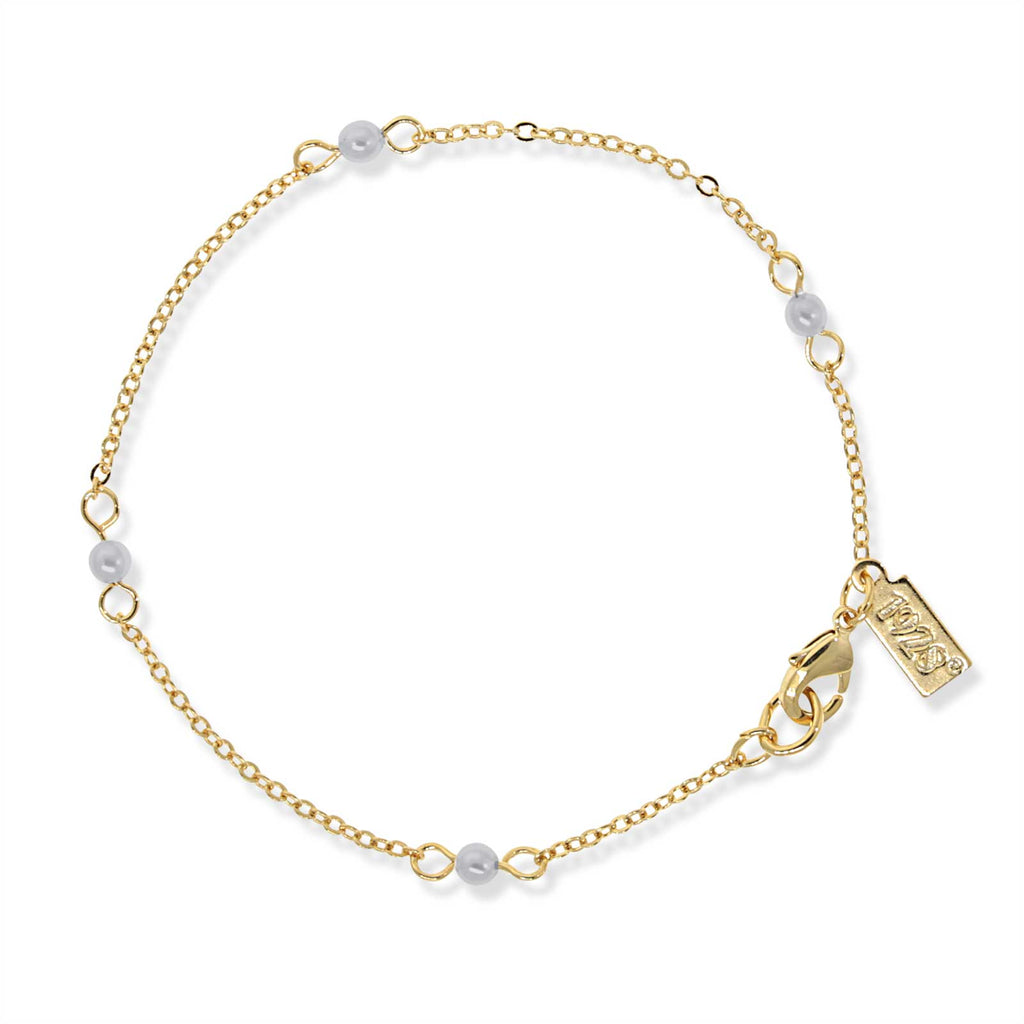 Light Grey Faux Pearl Chain Bracelet 7 Inch
