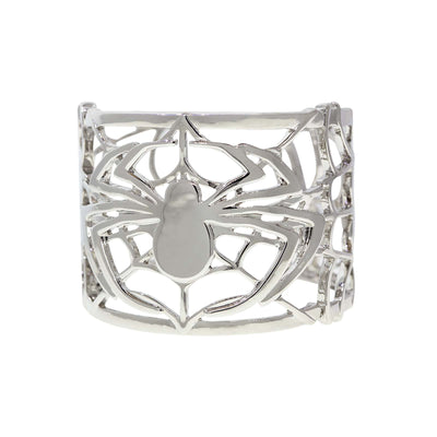 Silver Tone Spider Web Cuff Bracelet