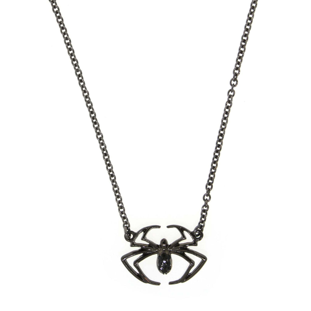 Black Tone Spider Necklace 17 In Adj