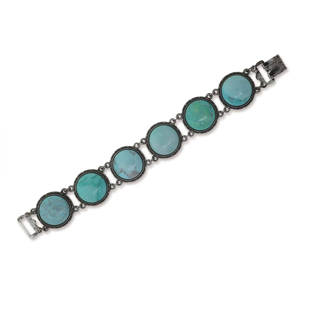 Genuine Howlite Dyed Turquoise Round Stone Bracelet