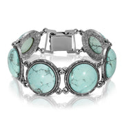 Semi Precious Round Turquoise Stone Link Bracelet