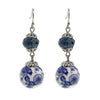 1928 Jewelry Blue Willow Dark Blue And Beaded Dangle Earrings