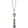1928 Jewelry Blue Willow Round Bead With Tassel Drop Necklace 16