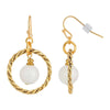 1928 Jewelry White Quartz Gemstone Bead Twisted Hoop Earrings