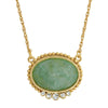 1928 Jewelry Oval Gemstone With Crystals Pendant Necklace 16