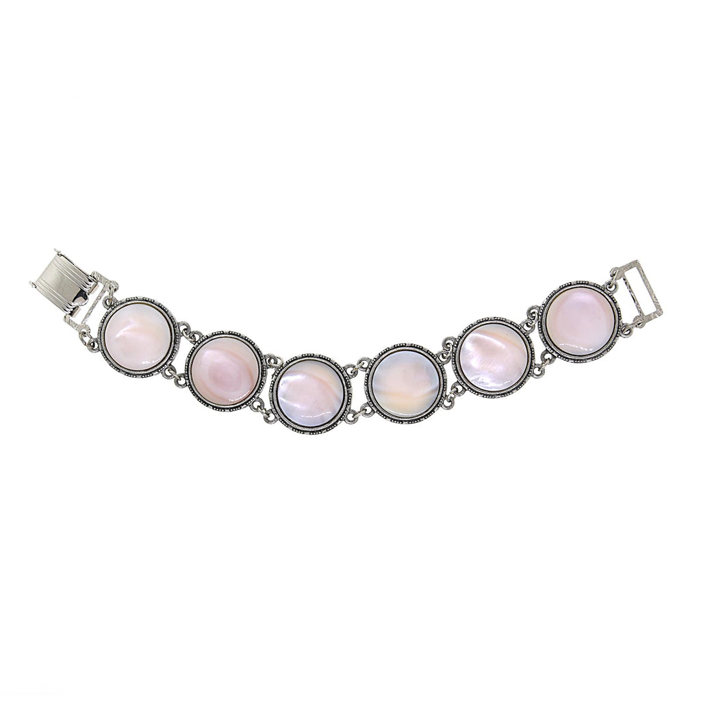 Round Pink Mother Of Pearl Clasp Bracelet