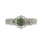 Silver Tone Green Gemstone Belt Bracelet