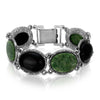 1928 Jewelry Onyx & Jade Gemstone Link Bracelet
