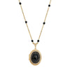 1928 Jewelry Soir̩e Jet Black Oval Stone Locket Necklace 30