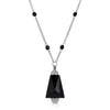 1928 Jewelry Triangular Black Glass Stone Crystal Accent Pendant Necklace 20