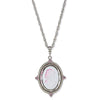 1928 Jewelry Oval Frosted Glass Intaglio Crystal Pendant Necklace 30