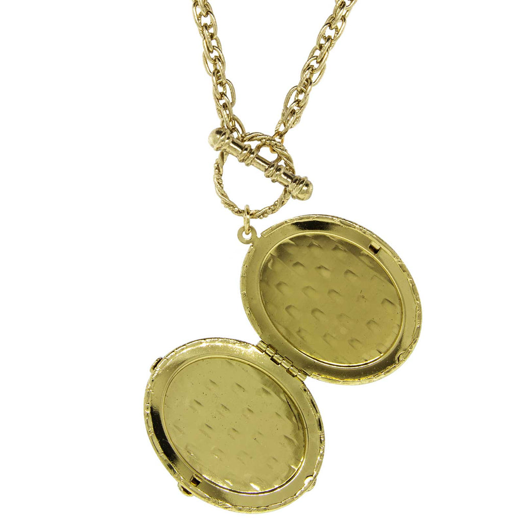 Gold Tone Girls Oval Stone Locket Necklace 32