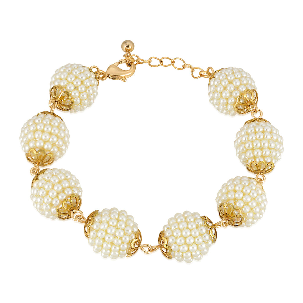 Multi Round Seeded Faux Pearl Ball Bracelet