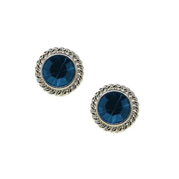 1928 Jewelry Montana Blue Silver Tone Rope Stud Earrings
