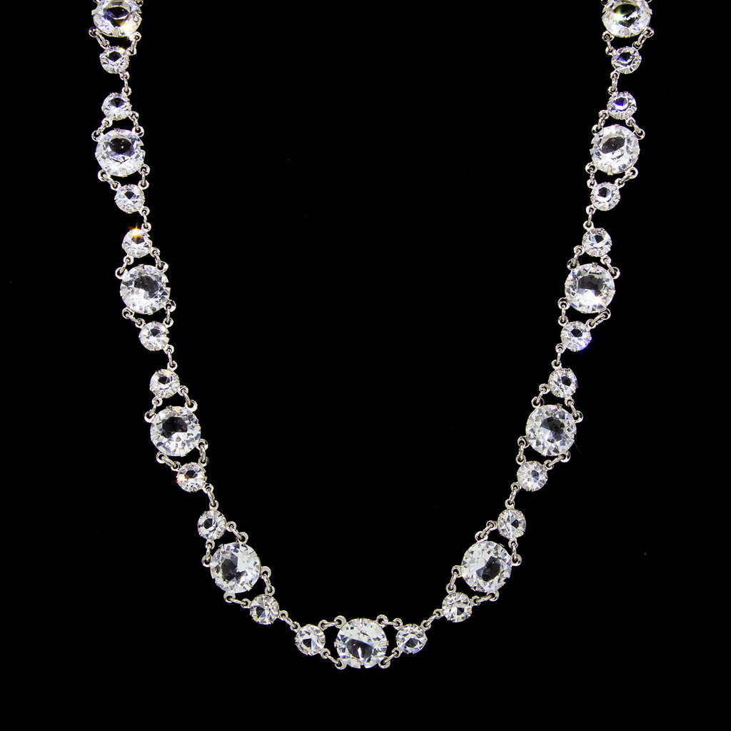 Round Vintage Austrian Crystal Choker Necklace 14.5"