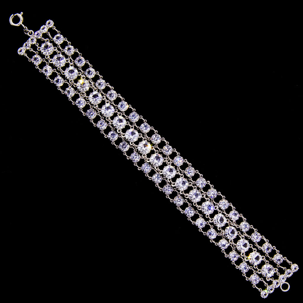 3 Row Round Vintage Austrian Crystal Link Bracelet