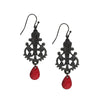 1928 Jewelry Black Royal Filigree Ornamental Red Briolette Drop