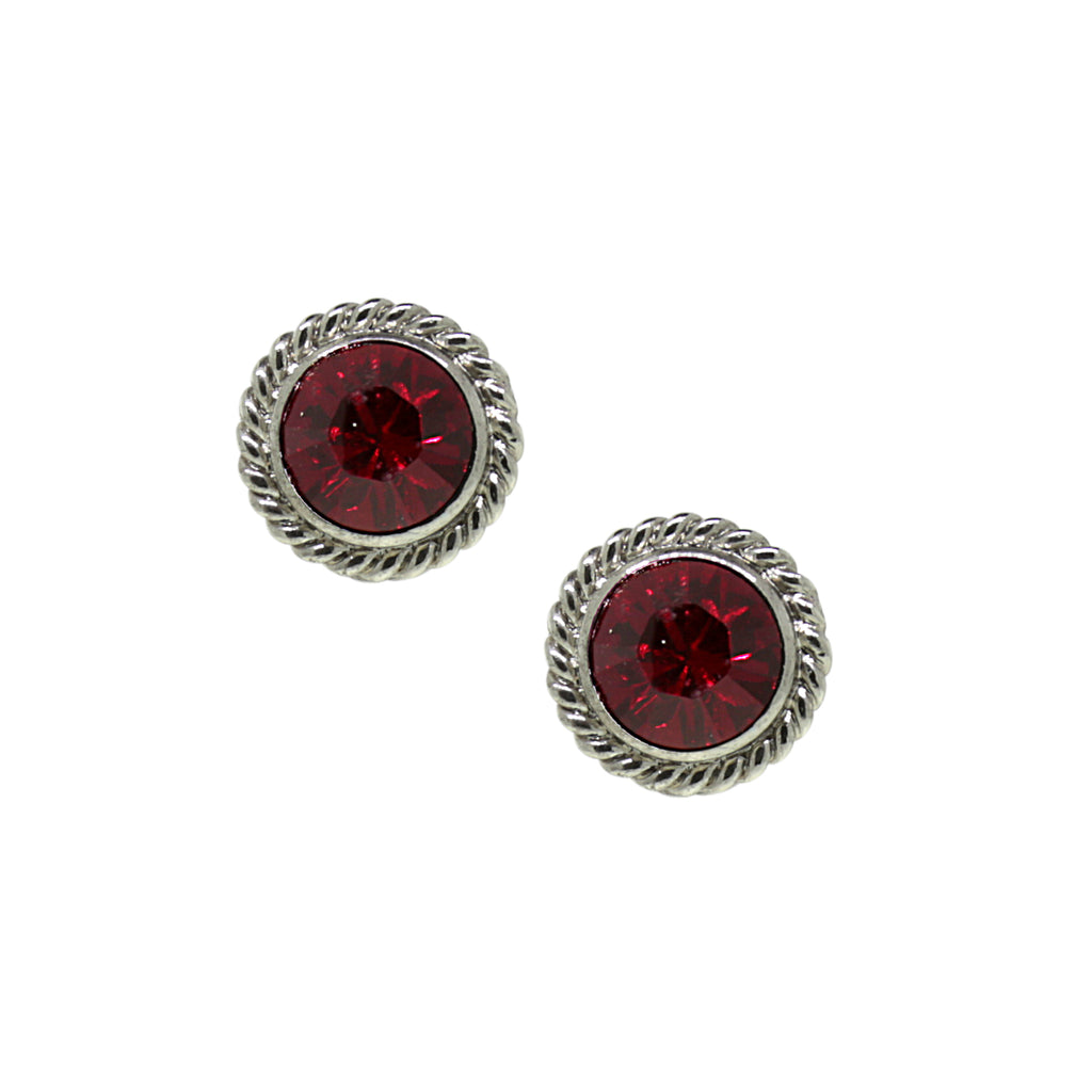 Black Tone Red Small Round Stud Earrings