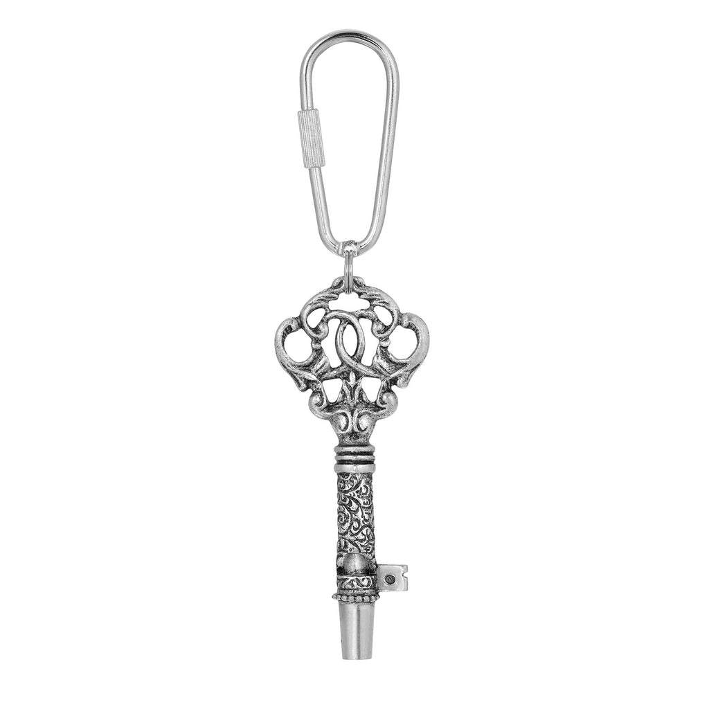 Antiqued Pewter Key Whistle Key Fob
