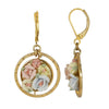 1928 Jewelry Multicolor Porcelain Rose Round Drop Earrings