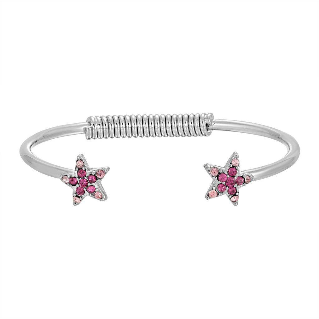 Silver Tone  Austrian Crystal Element Star Spring Bracelet