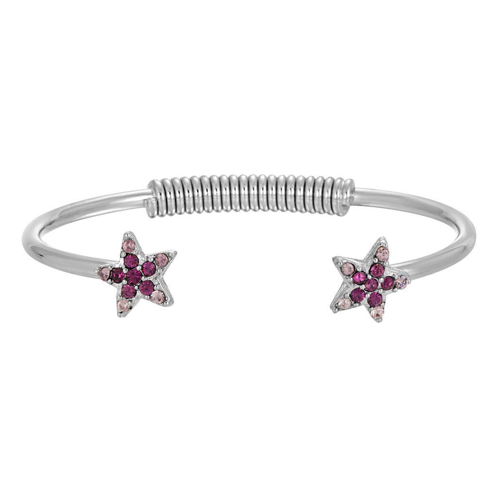 Purple Austrian Crystal Star Spring Cuff Bracelet
