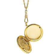 1928 Jewelry Classic Cameo Silver Round Filigree Locket Pendant Necklace 30 Inch