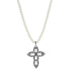 Symbols Of Faith Octagon Stone Cross Pendant 10mm Faux Pearl Strand Necklace 18