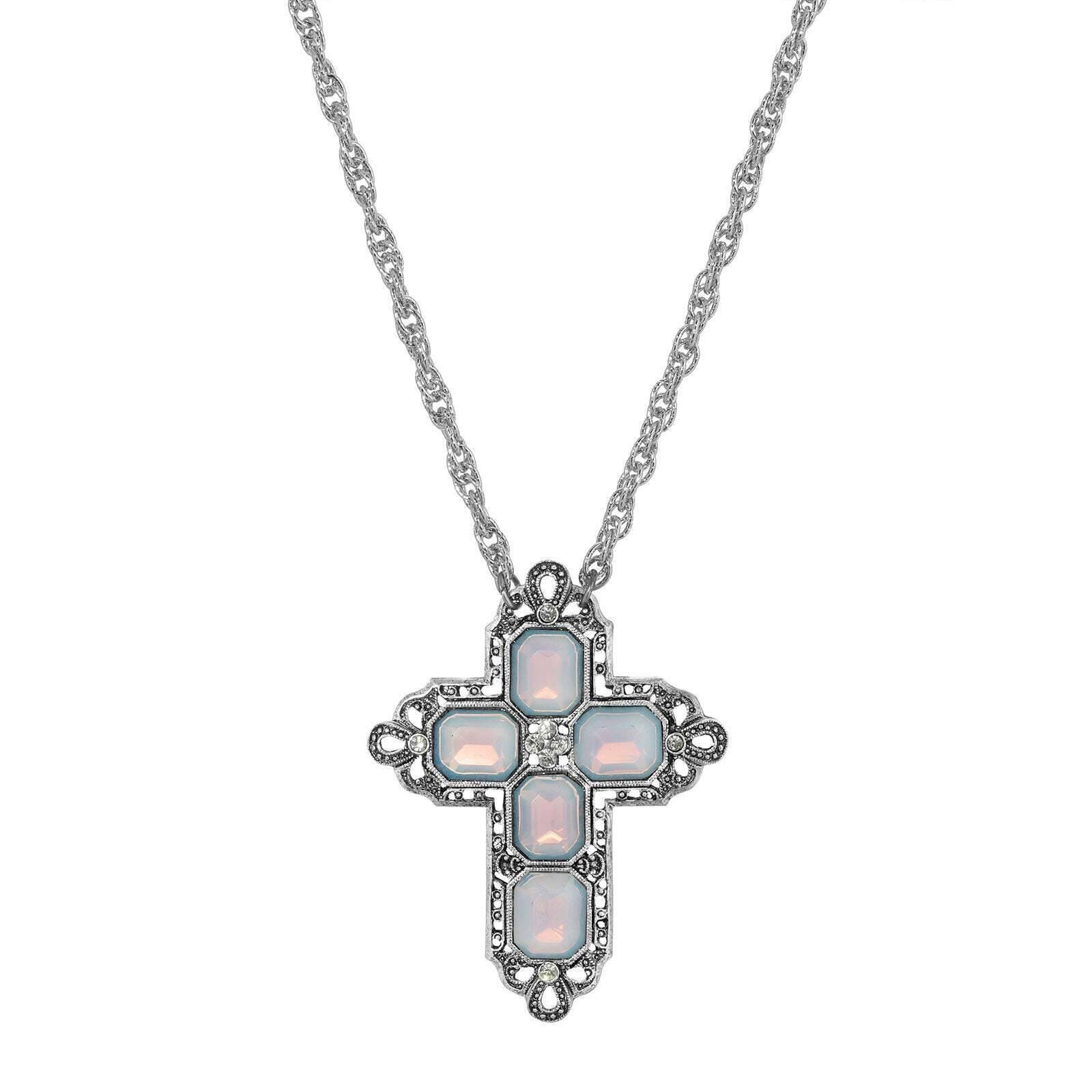 Symbols Of Faith Regal Filigree Crystal Cross Pendant Necklace 20"