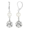 1928 Jewelry Crystal Clear Fireball White Faux Pearl Dangle Earrings