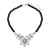 1928 Jewelry Austrian Crystal Flower & Black Glass Beaded Necklace 15 - 18