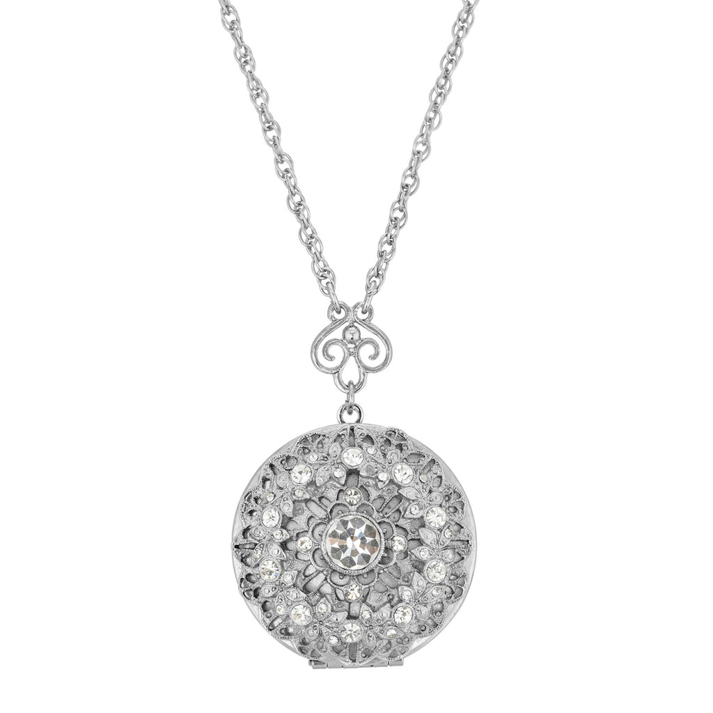 Sol Crystal Round Locket Necklace 30 Inches