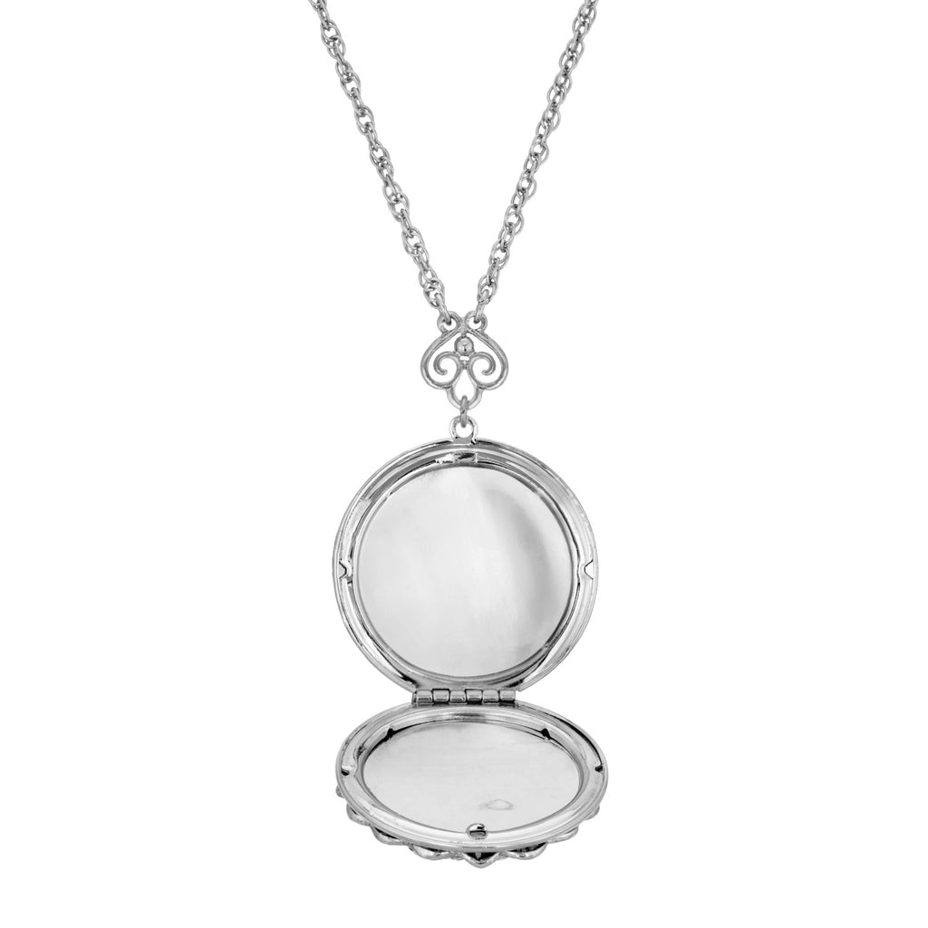 Inside Sol Crystal Round Locket Necklace 30 Inches