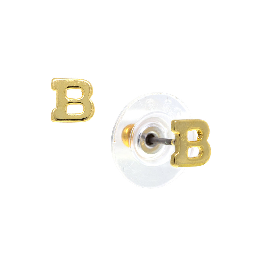 Letter B 14K Gold Dipped Initial Button Earrings