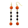 1928 Jewelry Black And Orange Beaded Linear Drop Wire Earrings