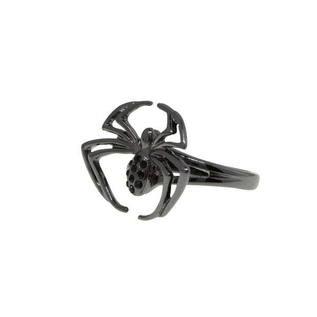 1928 Jewelry Black Spider Hematite Stone Ring Size 8