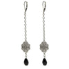 1928 Jewelry Drop Chain Spider Web With Black Bead Earrings