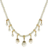 1928 Jewelry 5mm Faux Pearl Strand Chain & Faux Pearls Drops Necklace 15